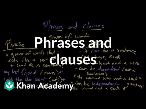 Phrases And Clauses Video Khan Academy