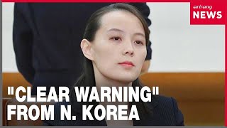 North Korea warns South through Kim Yo-jong statement amid escalating tensions