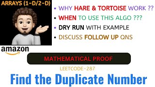 YouTube video 'Find the Duplicate Number | With Proof | Follow Up Qns | Hare And Tortoise | Leetcode - 287'
