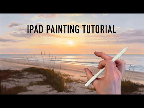 IPAD PAINTING TUTORIAL - Grassy Beach Sunset Landscape in Procreate