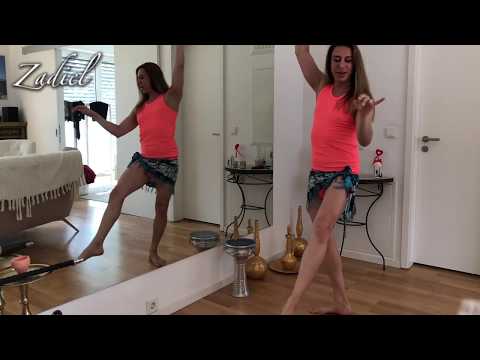 Bellydance tutorial beginner: Oriental Step combination with circle and Drop Kick, Teacher Zadiel