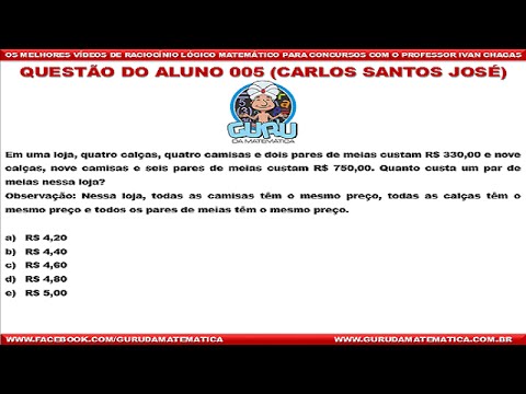 005 - Questão do Aluno - Equações do 1º Grau - Matemática (www.gurudamatematica.com.br)