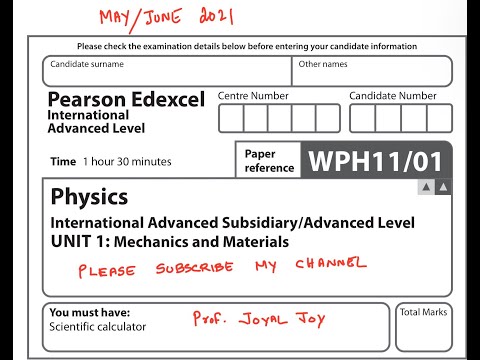 WPH11/01 Unit 1 May/June 2021  Qstn no 15 #ial #alevel #edexcel #physics #pearson