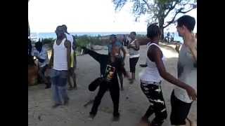 Jabari dancing with his Tanzanian friends @ Bagamoyo Beach