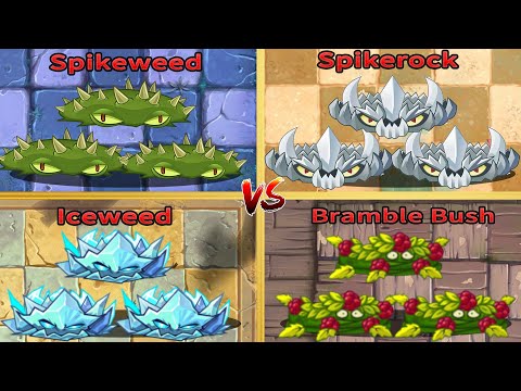 PvZ 2 Gameplay - BRAMBLE BUSH vs SPIKEWEED vs ICEWEED vs SPIKEROCK - Who Will Win ?- Plant Vs Plant