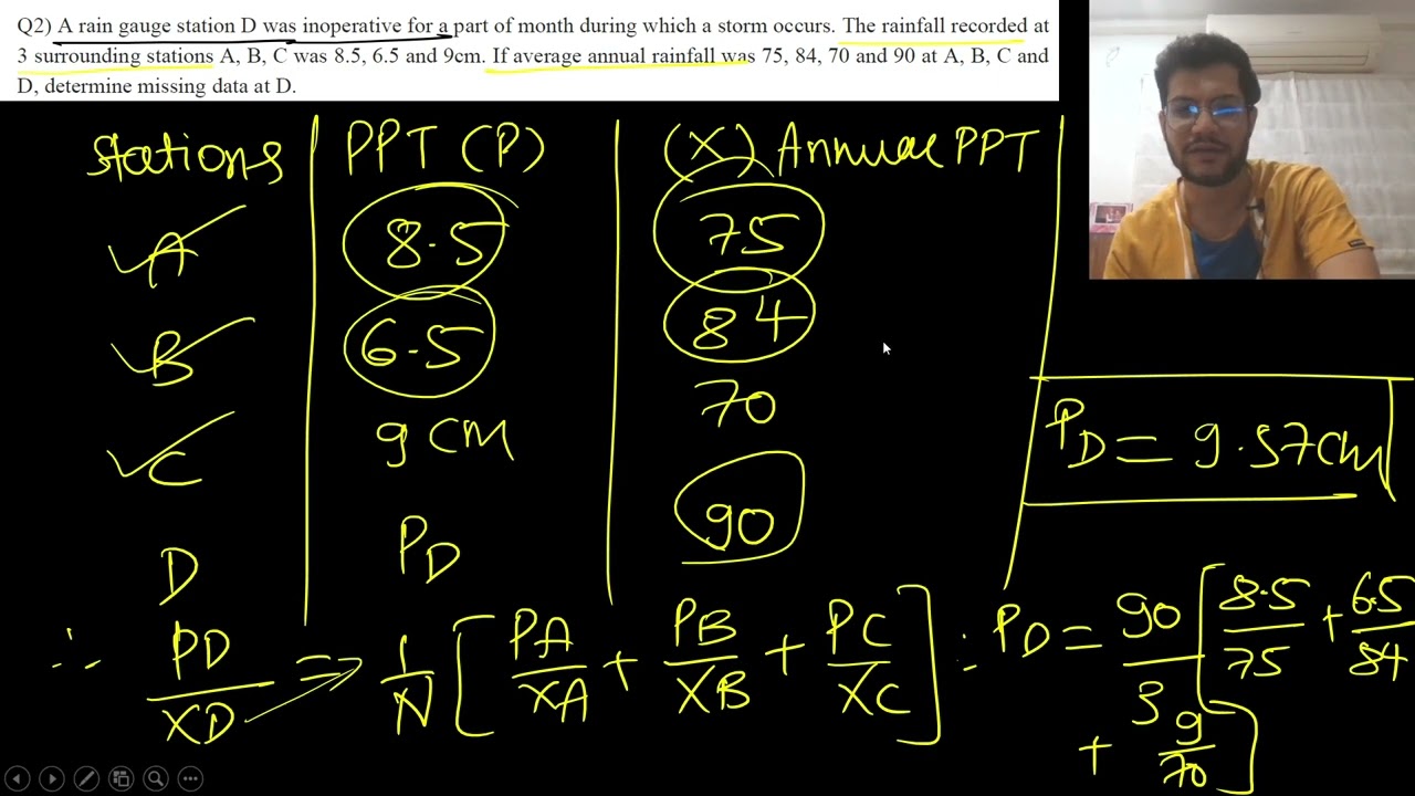 PRECIPITATION -MISSING DATA & OPTIMUM NO. OF RAIN GAUGE STATIONS NUMERICALS|#hydrology #rtmnuexam