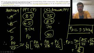 PRECIPITATION -MISSING DATA & OPTIMUM NO. OF RAIN GAUGE STATIONS NUMERICALS|#hydrology #rtmnuexam