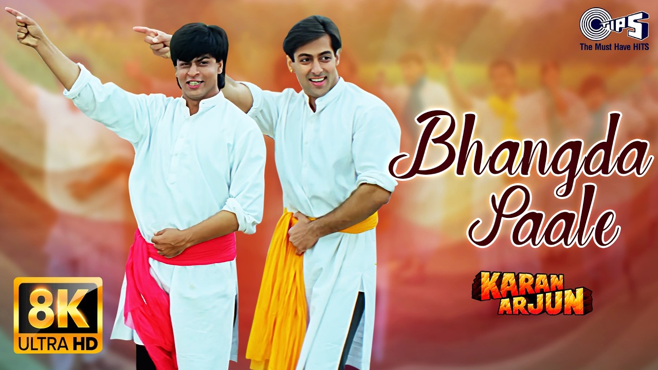Bhangda Paale 8K Video | Karan Arjun | Salman Khan, Shah Rukh Khan, Mamta|Mohd. Aziz, Sadhana Sargam