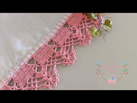Crochet edging on dishcloth #743 step by step