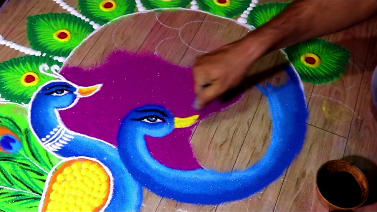 peacock rangoli design by jeet rangoli