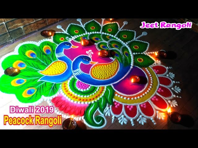 Peacock rangoli design by jeet rangoli