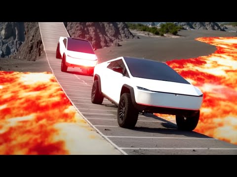 Cars vs Truss Bridge over Lava River Challenge in BeamNG Drive