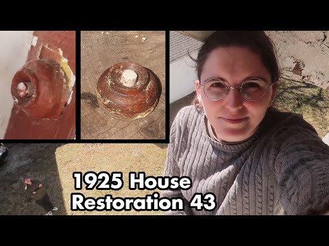 1925 Abandoned House Restoration 43: Antique Wooden Doorbell Repair, New Ladder. Paint Issues.