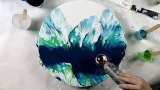 (885) Awesome Indigo and Green Dutch Pour with AMAZING CELLS! Acrylic Pour Technique