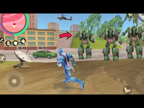 Rope Hero: Vice Town (Rope Hero vs Green Police Car) Rope Hero Kill Machine Robot Car -  Gameplay HD