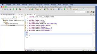 Create a Java class in Eclipse in under 1 minute - Event Class - Getters and Setters