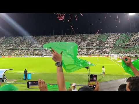 "RECIBIMIENTO DE LA HINCHADA DE ATLÉTICO NACIONAL VS SAO PAULO - COPA LIBERTADORES 2025" Barra: Los del Sur &bull; Club: Atlético Nacional