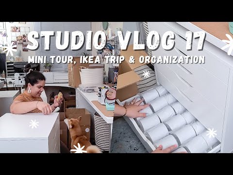 studio vlog 17 - mini studio tour, ikea trip, new furniture & office organization, diy kit idea