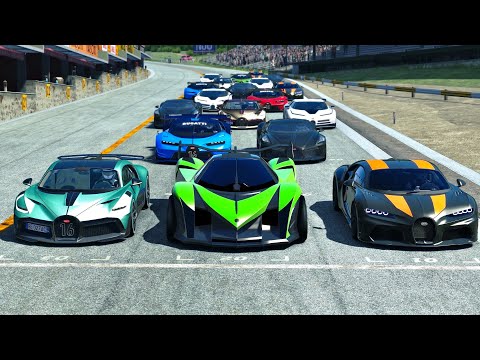 Devel Sixteen with NOS vs Bugatti Hypercars - Drag Race 20 KM