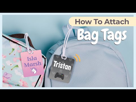 Part of a video titled BAG TAGS: How to attach the loop (Mabel's Labels) - YouTube