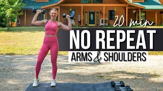 20 min NO REPEAT Arms and Shoulders Strength Training with Dumbbells Plus BURNOU