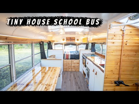 7.3 Powerstoke 5 Window Short Bus Skoolie Conversion Tour (w/ Toilet and Shower)