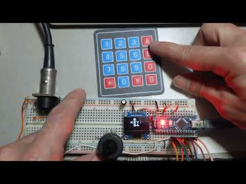 Testing another MIDI controller: Arduino, keypad, rotary encoder, ssd1306 OLED, Roland SC-55