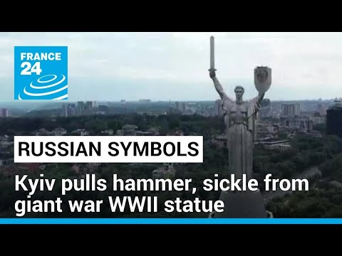 Russian symbols in Ukraine: Kyiv pulls hammer, sickle from giant war WWII statue • FRANCE 24