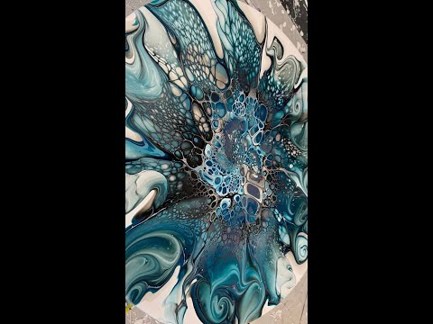 #shorts Oceanic Blue Green Bloom | Acrylic Paint Pouring | Fluid Painting Art