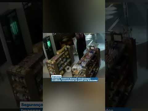 Imagens mostram homens encapuzados invadindo conveniência de posto em Schroeder