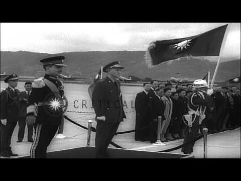 King of Jordan Hussein bin Talal received by President of China Chiang Kai Shek i...HD Stock Footage