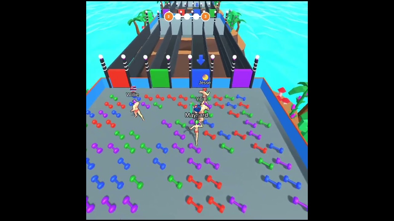 Muscle Race Game gameplay walkthrough showcasing optimal routes