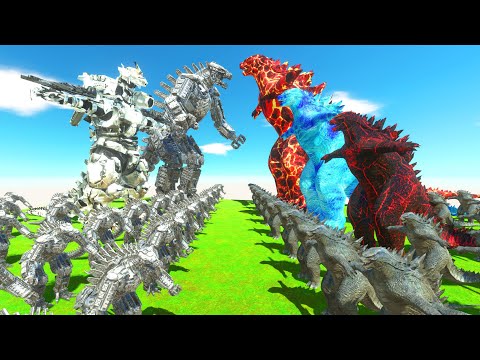 MECHAGODZILLA DEATH RUN - GODZILLA 2014 LAVA ICE DEVIL - DINOSAURS - Animal Revolt Battle Simulator