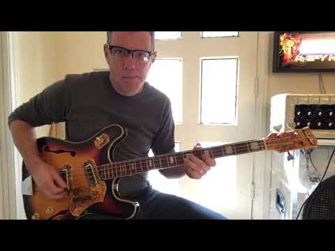 Royal Artist funky old vintage hollowbody bass guitar moserite influenced japanese bizarre Bruno 1960s Sunburst image 14