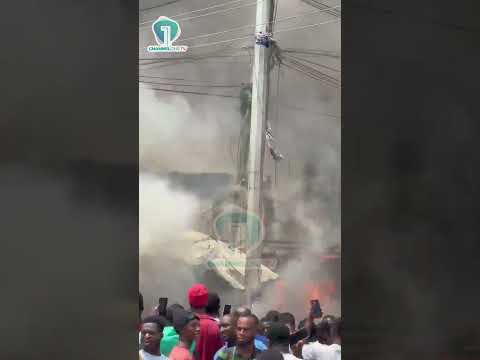 Fire Sweeps Through Container Shops at Kasoa High Tension