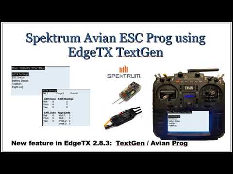 Spektrum AVIAN ESC Prog using EdgeTX