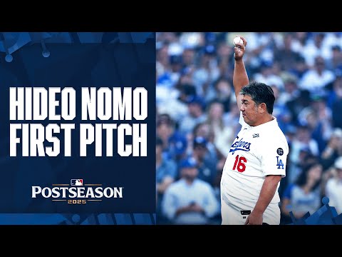 Hideo Nomo tosses out the ceremonial first pitch for the Dodgers ahead of World Series Game 3! ⚾️
