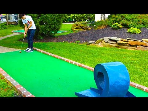 INSANE DOUBLE HOLE IN ONE! MINI GOLF: LETS PLAY FOR REAL!