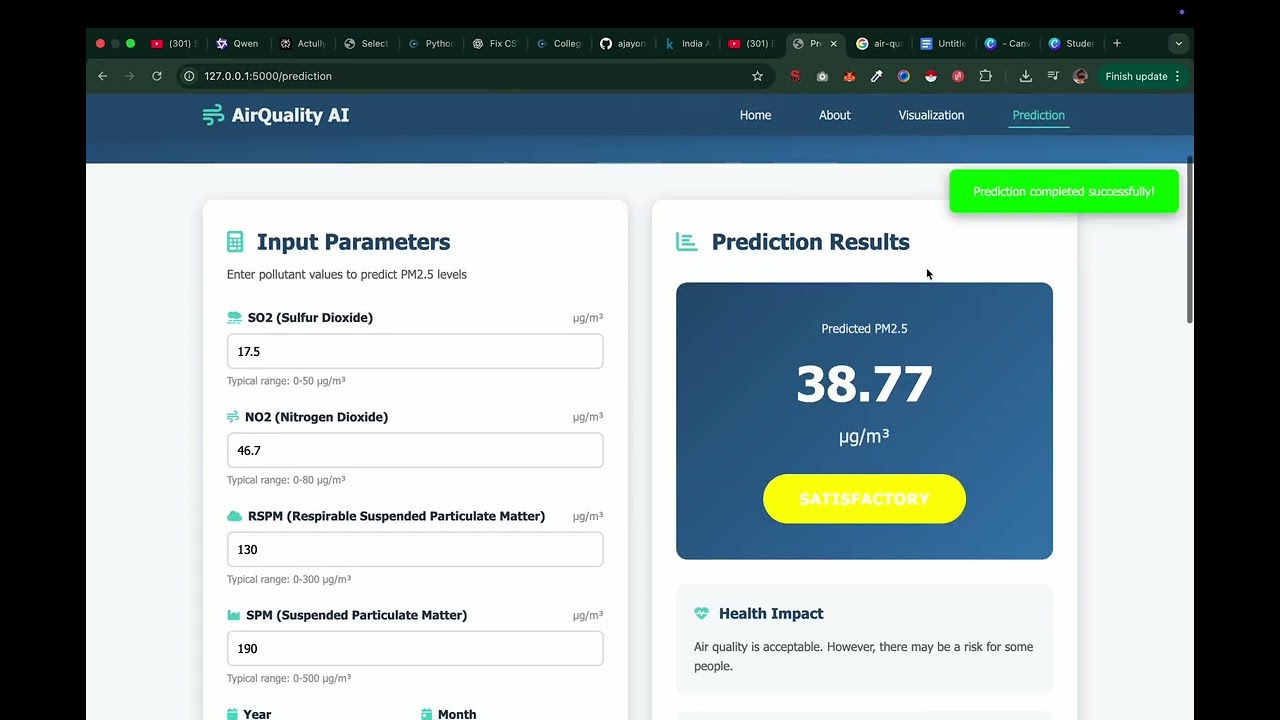 Air Quality Index Prediction using Python & Machine Learning | Final Year Project | AQI PM2.5