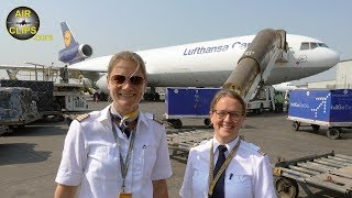 BEST CREW Inge &amp; Claudia MD-11 Cockpit Movie Mumbai-Hongkong Lufthansa Cargo [AirClips Cockpit Docu]