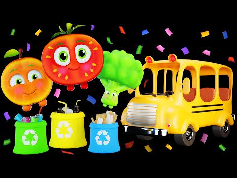 🚌 Wheels On the Bus (Save the Earth) | Funky Fruits Baby Sensory | Calm Music and Dance Party! 🍉