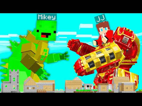 EPIC JJ HULKBUSTER & MIKEY GODZILLA ATTACK in Minecraft