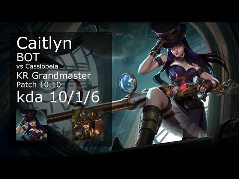 Caitlyn ADC & Morgana vs Cassiopeia & Pyke - KR Grandmaster 10/1/6 Patch 10.10