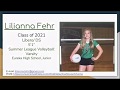 Lilianna Fehr - Libero/DS. Recruting Video for Volleyball Sport [Class of 2021] 