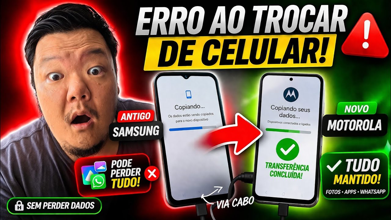Como transferir DADOS do SAMSUNG para MOTOROLA (VIA CABO) SEM PERDER DADOS