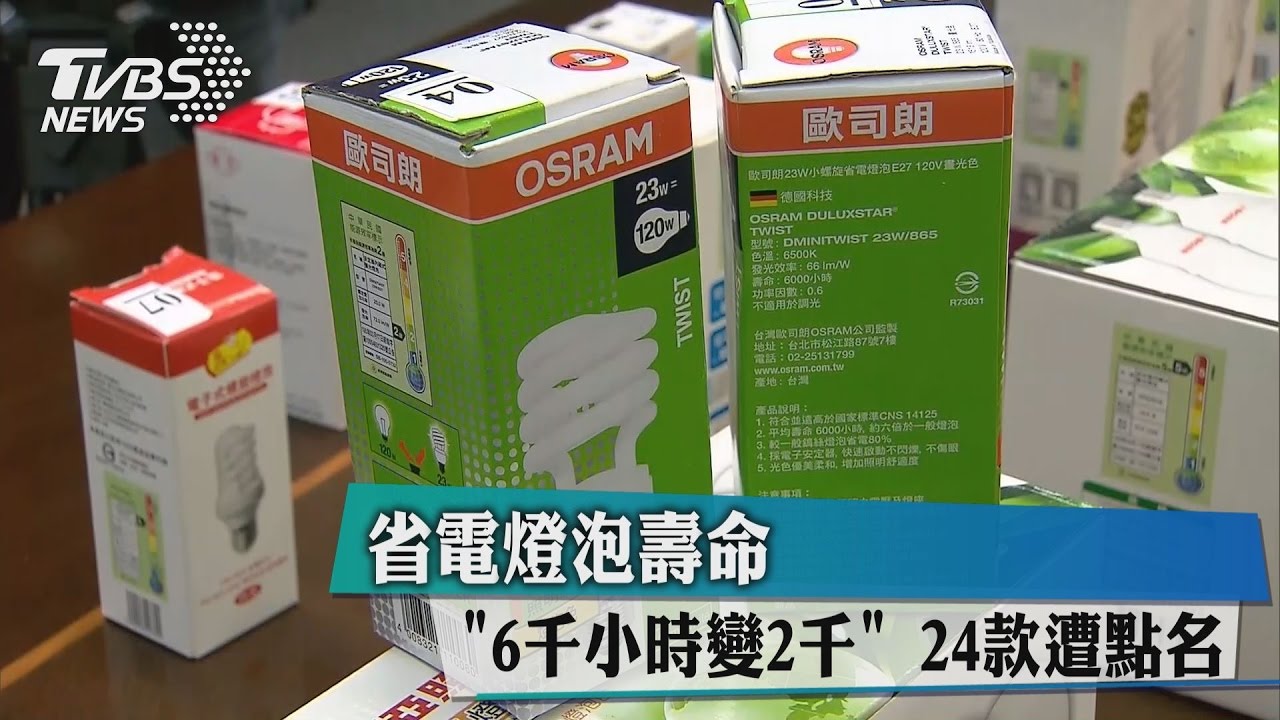省電燈泡壽命「6千小時變2千」 24款遭點名