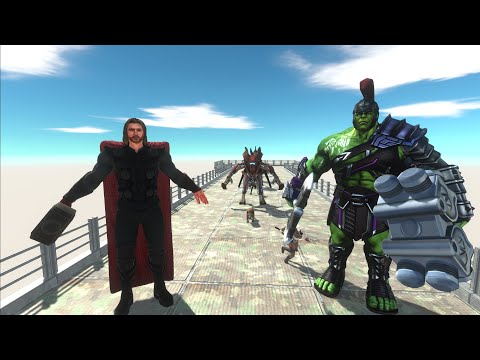 - THOR AND GLADIATOR HULK vs TEAM GODZILLA LAVA DEATH RUN - Animal Revolt Battle Simulator