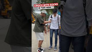 Socks on Crocs is COOL??? He did it 😳 🔴 #fashion #sneakers #crocs #menstyling