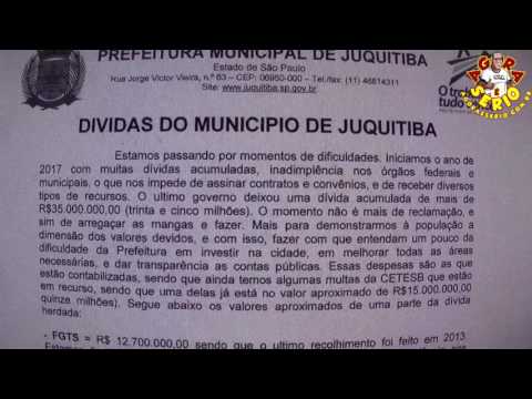 PREFEITURA DE JUQUITIBA DIVULGA EM SITE A HERANÇA MALDITA EM NÚMEROS.