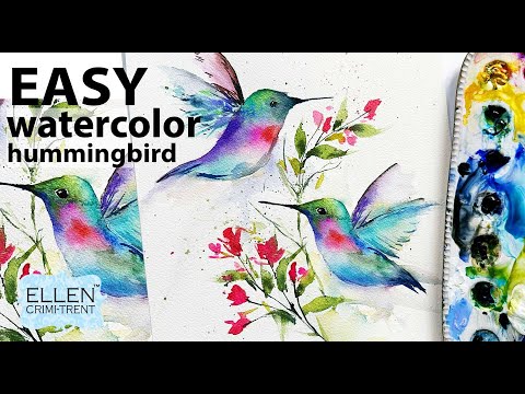 EASY watercolor hummingbird/ painting ideas for beginners